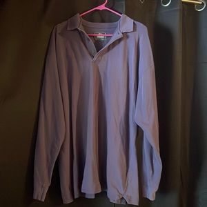 Lol rich men’s polo style long sleeve button up shirt blue in color medium